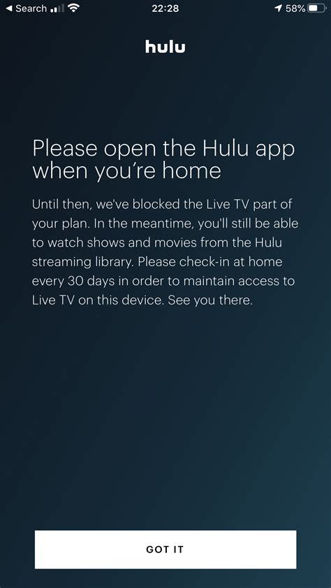 Please open the hulu app when youpercent27re home - Search for Hulu in the App Store and click on the cloud icon to re-download. Once the download is complete, tap Open to reopen Hulu; BACK TO TOP . LG TV. Note: The ability to uninstall/reinstall apps may not be available on select LG models. Press the Home/Smart button on your remote to bring up the main menu and select More Apps …